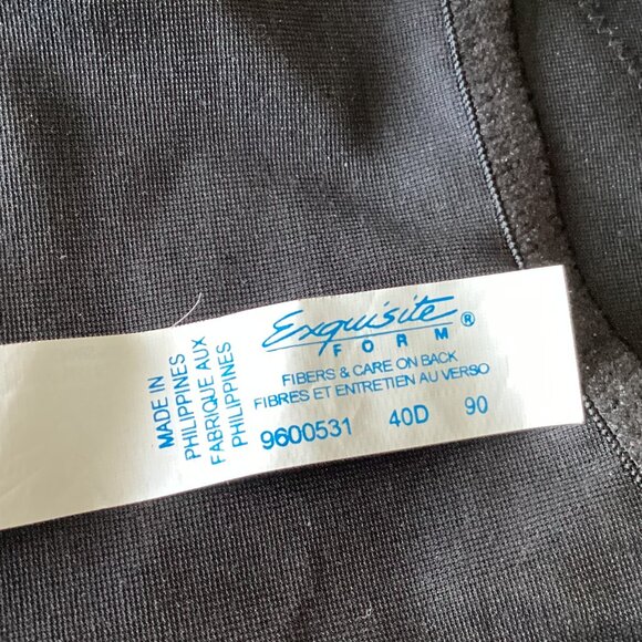 Exquisite Form Women's Black Bra Front Fastening Closure Wireless Size 40D - Picture 5 of 6